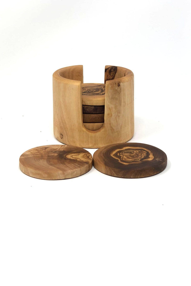 Olive Wood Coasters and Its Box - Set of 6